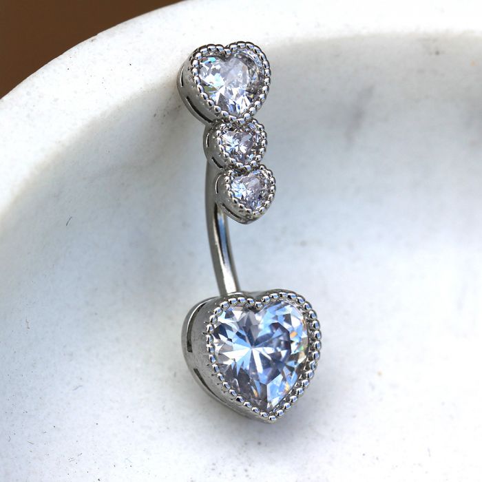 316L Stainless Steel Cascading Heart Navel Ring - YBBLEXCLUSIVE SHOP