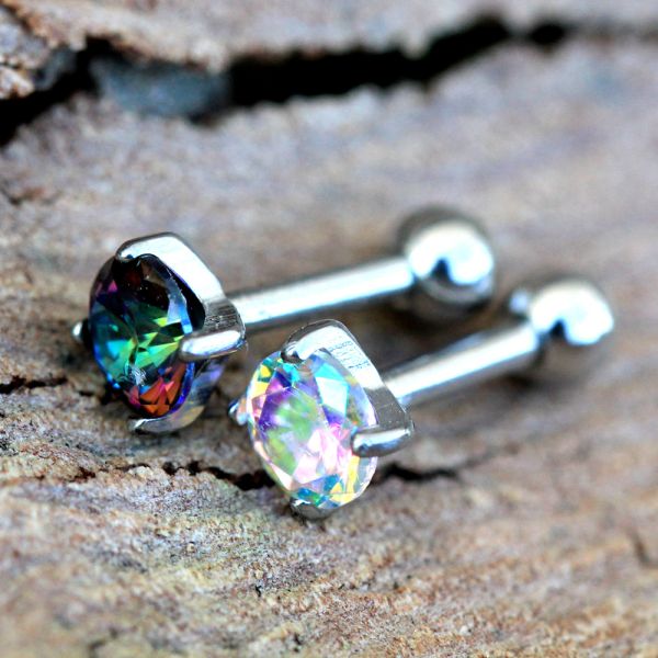 316L Stainless Steel Prong Set Iridescent Cubic Cartilage Earring - YBBLEXCLUSIVE SHOP