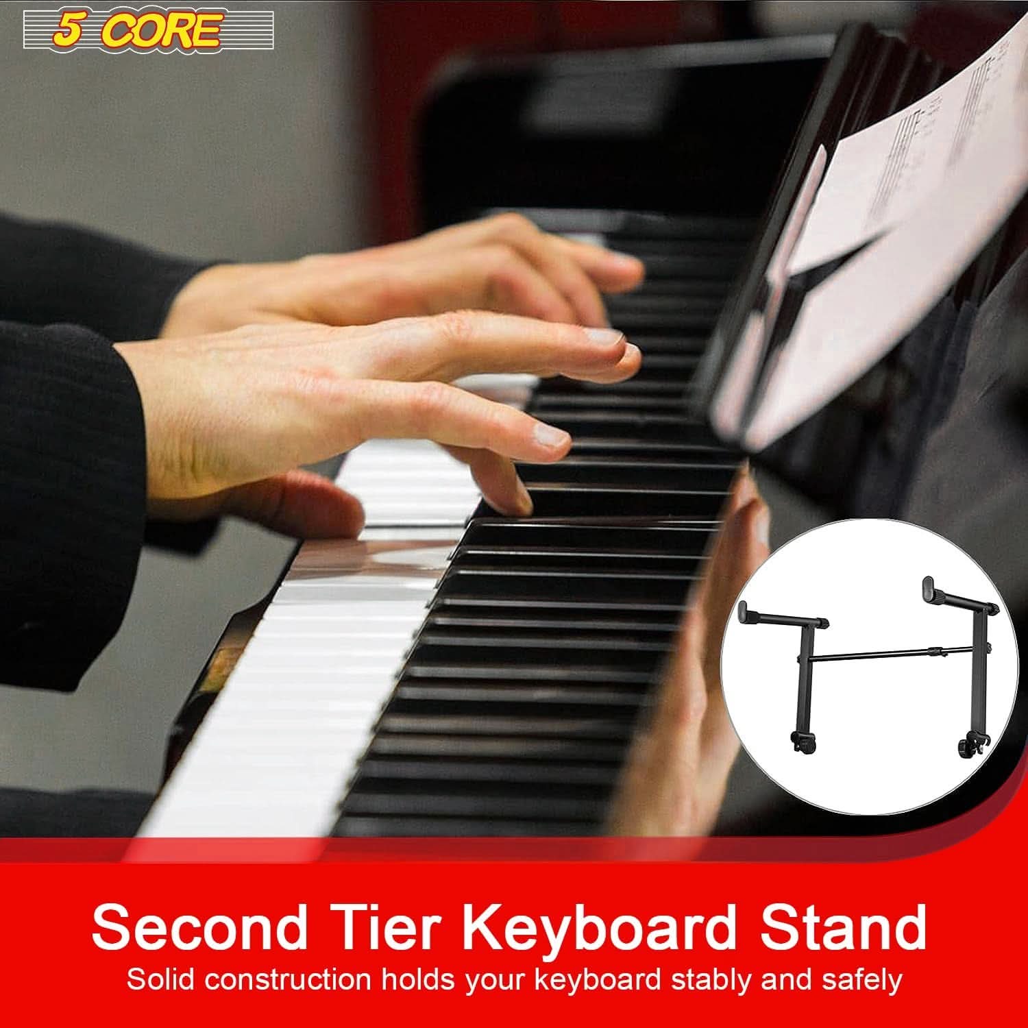 5 Core Keyboard Stand 2 Tier Adjustable Electric Piano Sturdy Foldable Holder - YBBLEXCLUSIVE SHOP