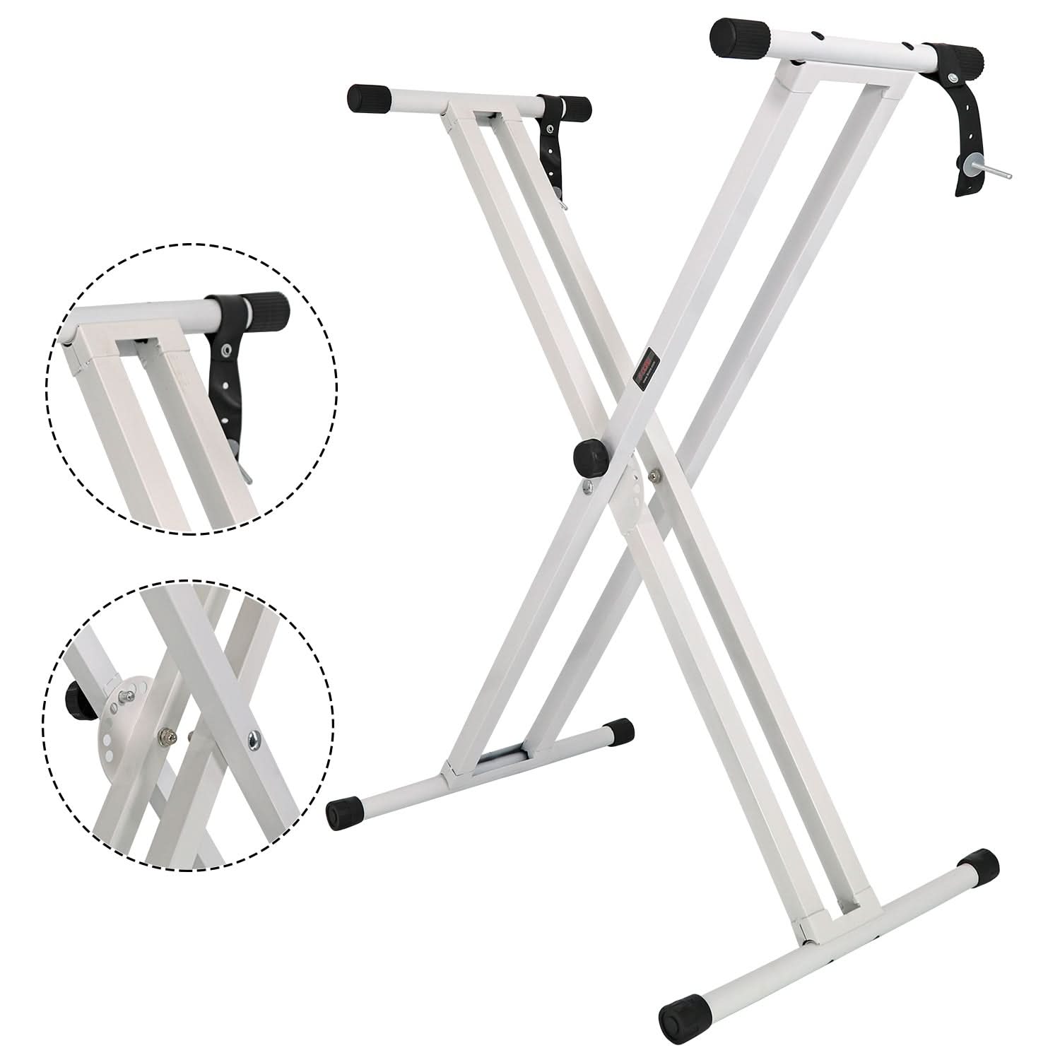 5Core Keyboard Stand Double X Style Adjustable Lift Piano Riser For 49 To 88 Keys WHITE - YBBLEXCLUSIVE SHOP